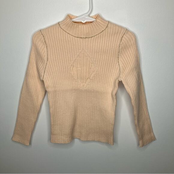 NWT CHLOE Ribbed Knit Collar Jumper Sweater Peach Gold 4 - Picture 9 of 13